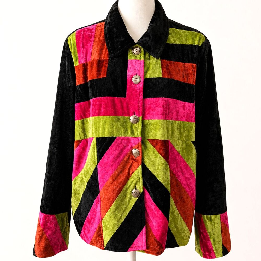 BFA Classics Velvet Patchwork Jacket Boho Artwear Statement Womens L
